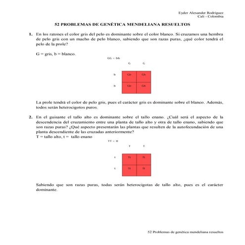 52 problemas de genética mendeliana resueltos