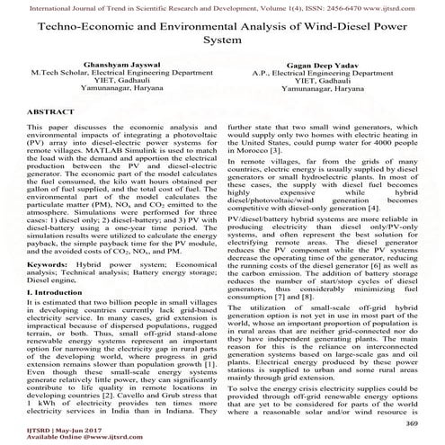 Techno economic analysis of SPV-DG hybrid model using HOMER | PDF