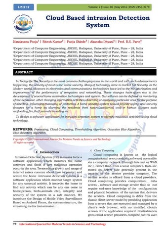 Cloud Based intrusion Detection System