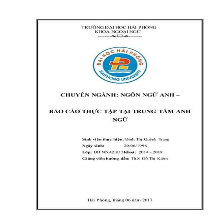 Đề tài: Báo cáo thực tập tại trung tâm anh ngữ, HAY