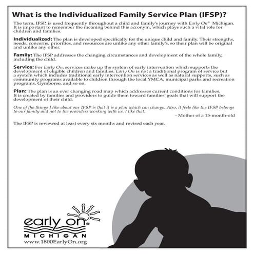 Early On Michigan Individualized Family Service Plan 