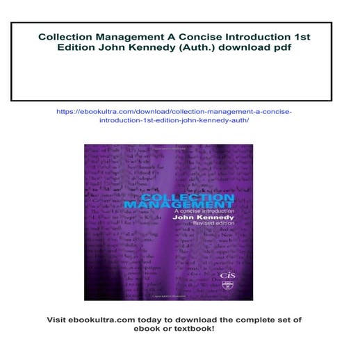 Collection Management A Concise Introduction 1st Edition John Kennedy ...