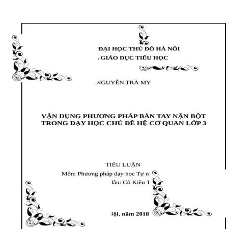 Tiểu luận: PP Bàn tay nặn bột trong dạy học TNXH chủ đề hệ cơ quan lớp 3