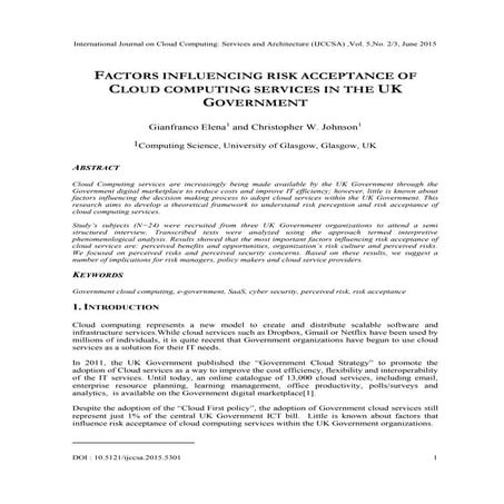 Factors Influencing Risk Acceptance of Cloud Computing Services in the UK Gov...