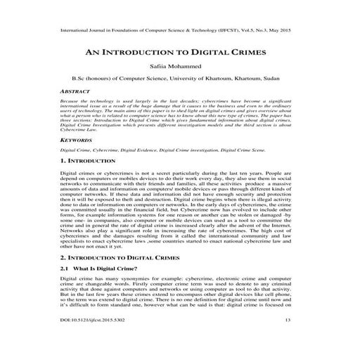 AN INTRODUCTION TO DIGITAL CRIMES