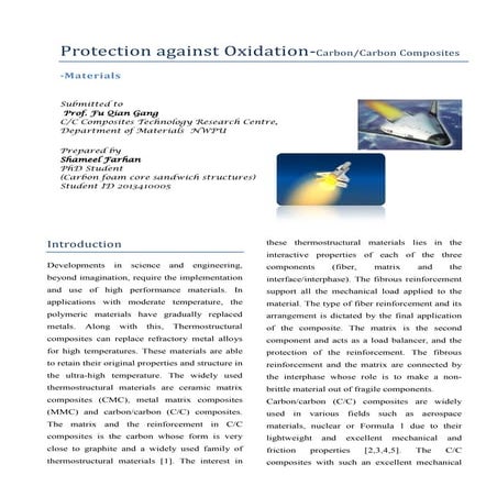 A report on oxidation protection of carbon carbon compositest | PDF ...