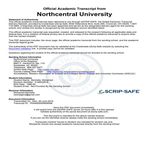 NCU Transcript | PDF | Undergraduate Education | College Education