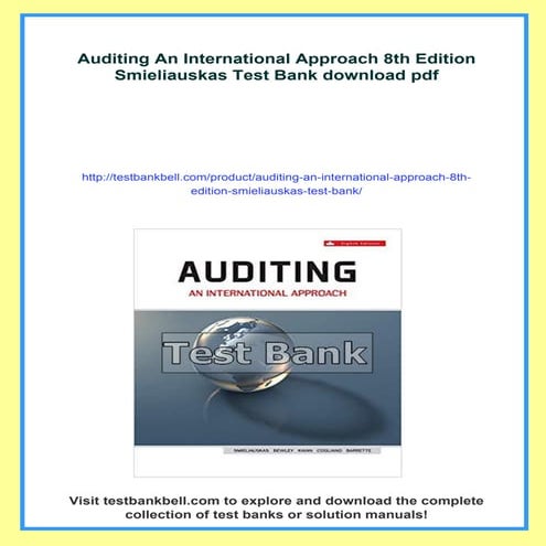 Auditing An International Approach 8th Edition Smieliauskas Test Bank