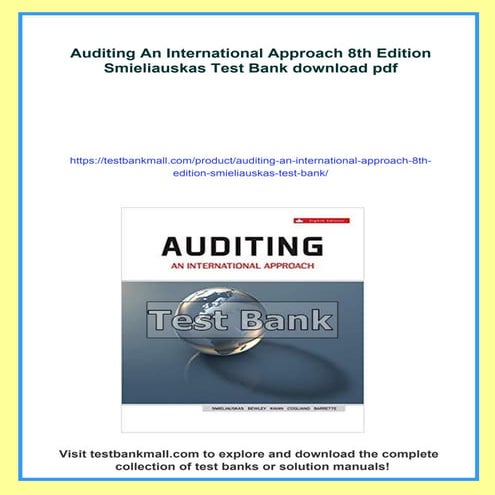Auditing An International Approach 8th Edition Smieliauskas Test Bank