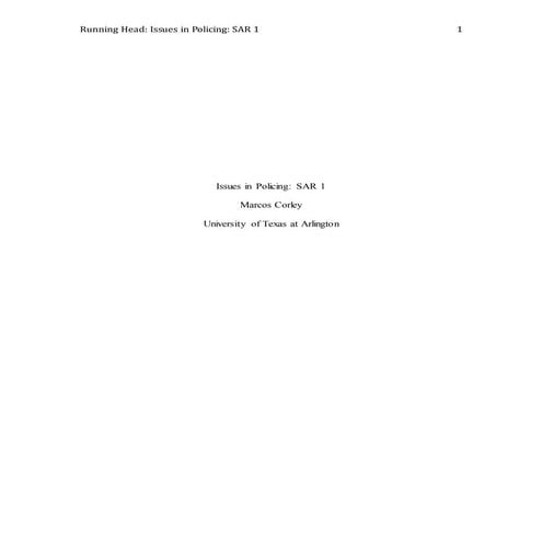 Issues in Policing SAR 1