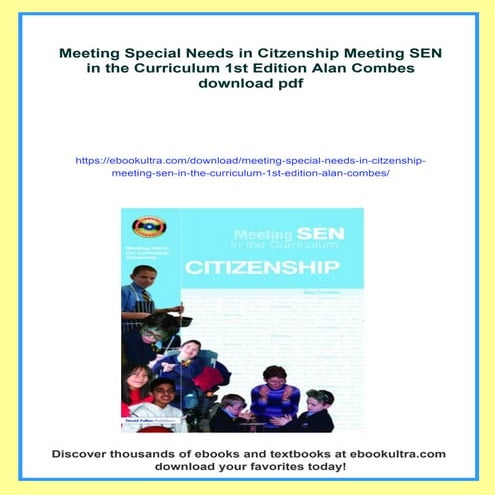 Meeting Special Needs in Citzenship Meeting SEN in the Curriculum 1st Edition...