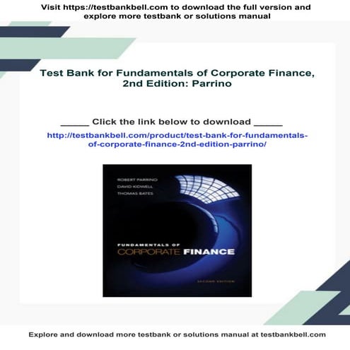 Test Bank for Fundamentals of Corporate Finance, 2nd Edition: Parrino