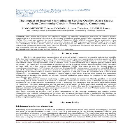 The Impact of Internal Marketing on Service Quality (Case Study: African Comm...