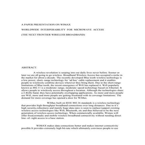 53415140 a-paper-presentation-on-wimax