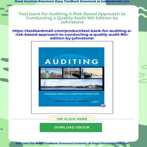 Test bank for Auditing A Risk Based Approach to Conducting a Quality Audit 9t...