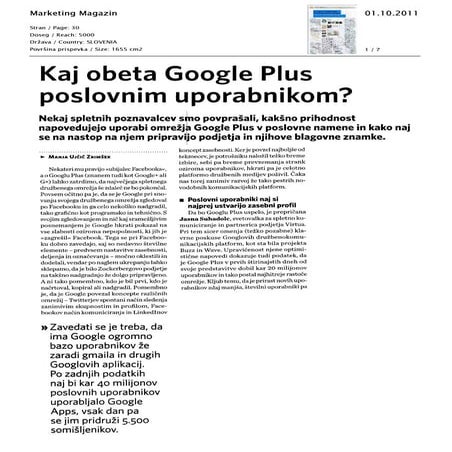 Kaj obeta Google Plus poslovnim uporabnikom?