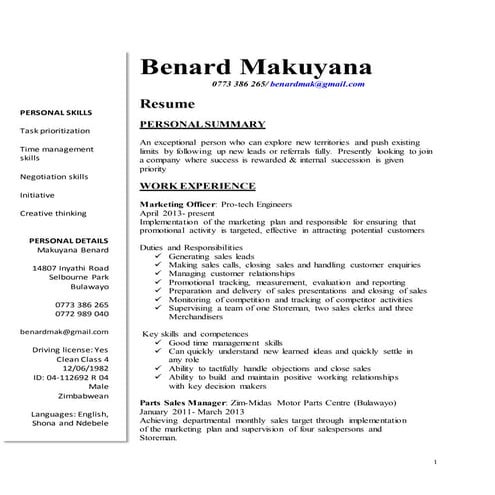 B. Makuyana CV | DOCX