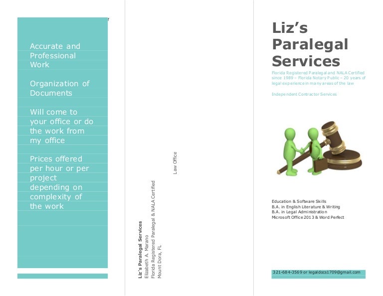 business flyer liz 39 s paralegal services profile company design template