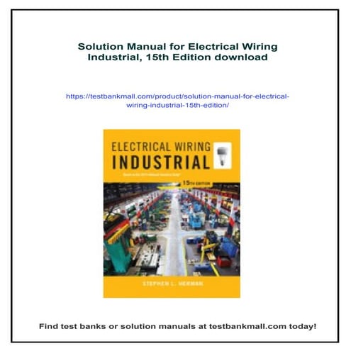 Solution Manual for Electrical Wiring Industrial, 15th Edition | PDF