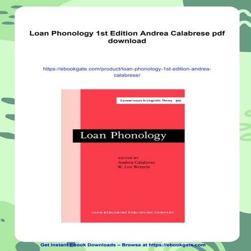 Loan Phonology 1st Edition Andrea Calabrese
