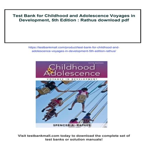 Test Bank for Childhood and Adolescence Voyages in Development, 5th ...
