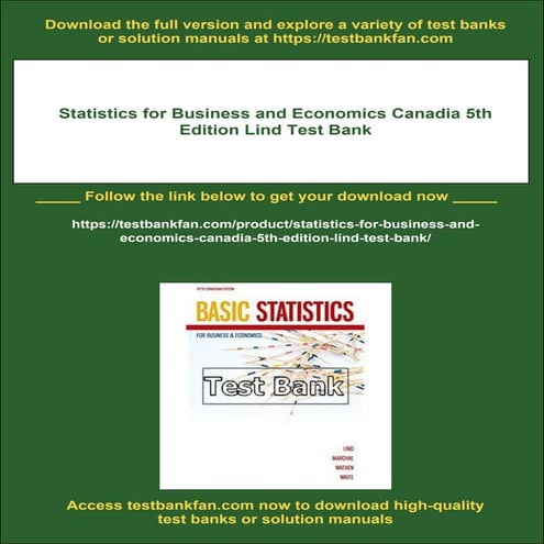 Statistics for Business and Economics Canadia 5th Edition Lind Test ...