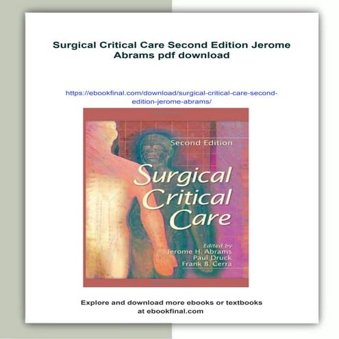 Surgical Critical Care Second Edition Jerome Abrams