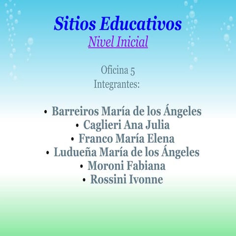 Presentación Sitios Educativos Nivel Inicial