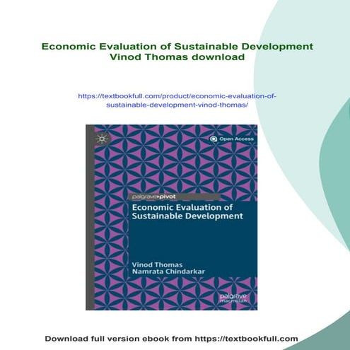Economic Evaluation of Sustainable Development Vinod Thomas | PDF