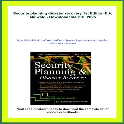 Security planning disaster recovery 1st Edition Eric Maiwald