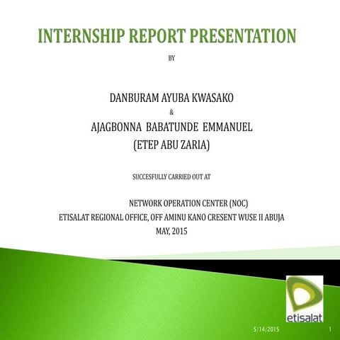 INTERNSHIP REPORT PRESENTATION