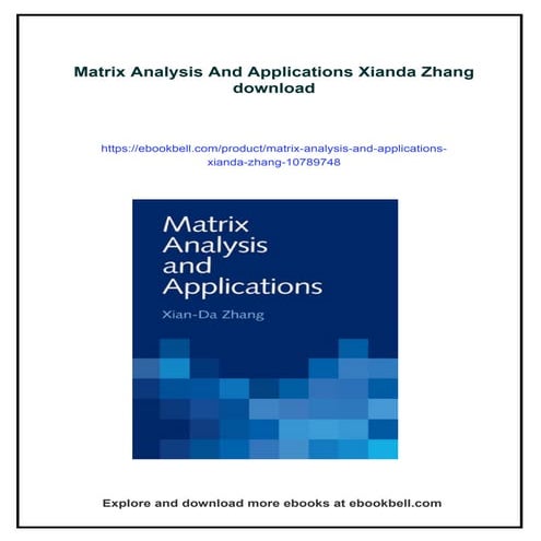 Matrix Analysis And Applications Xianda Zhang | PDF