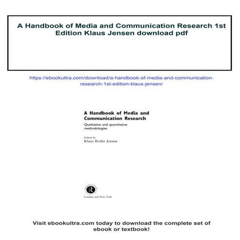 A Handbook of Media and Communication Research 1st Edition Klaus Jensen ...