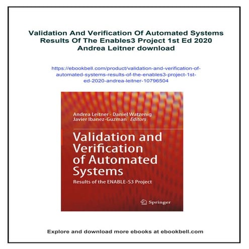 Validation And Verification Of Automated Systems Results Of The ...