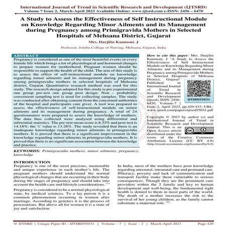 A Study to Assess the Effectiveness of Self Instructional Module on ...