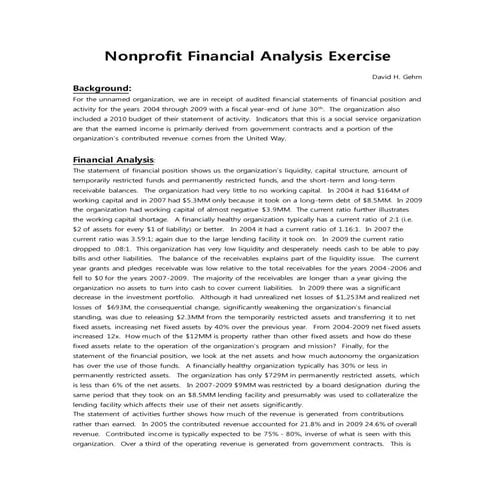 Nonprofit Financial Analysis Exercise