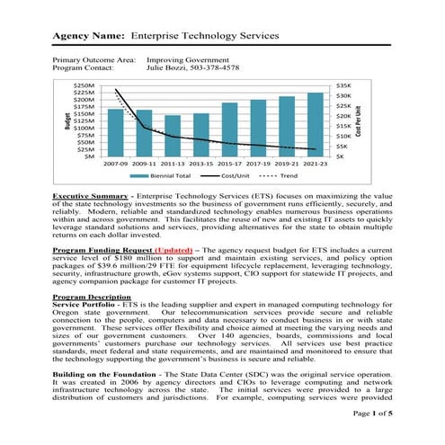 ETS Service Levels 2013-15 Julie Bozzi Oregon