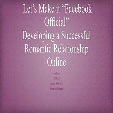 Developing a Romantic Relationship online