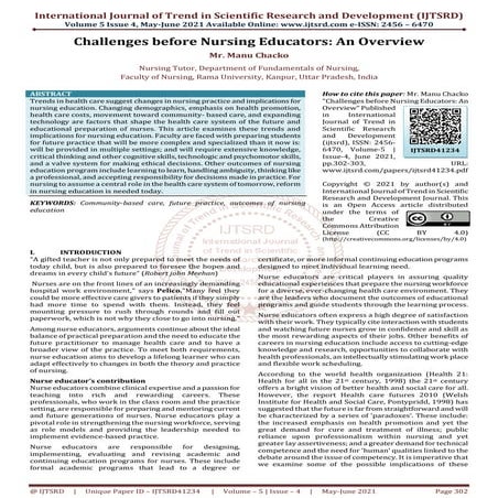 Challenges before Nursing Educators An Overview