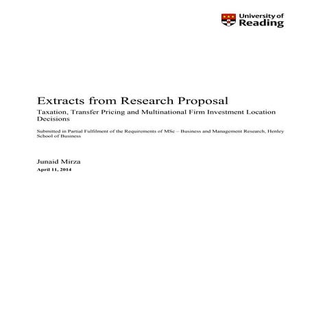 J_Mirza - Extracts from Research Proposal on Business Location Decisions (Lit...