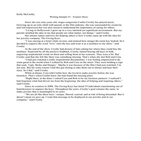 Possum Kingdom Feature Story Writing Sample | DOCX
