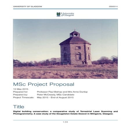 MSc Project Proposal: Comparing Terrestrial Laser Scanning and Photogrammetry