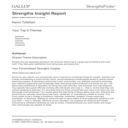 Strengths Finder 2.0 | PDF