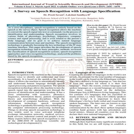 A Survey on Speech Recognition with Language Specification