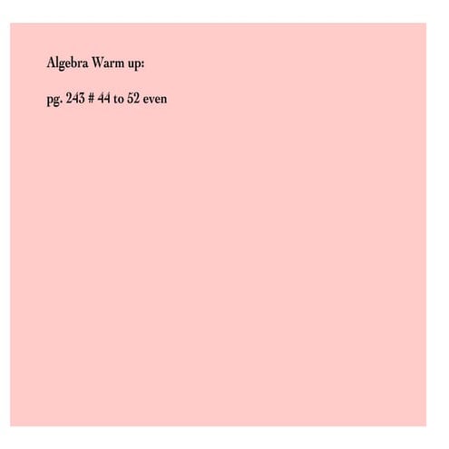 5.4 Slope Intercept Form