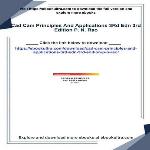Cad Cam Principles And Applications 3Rd Edn 3rd Edition P. N. Rao | PDF