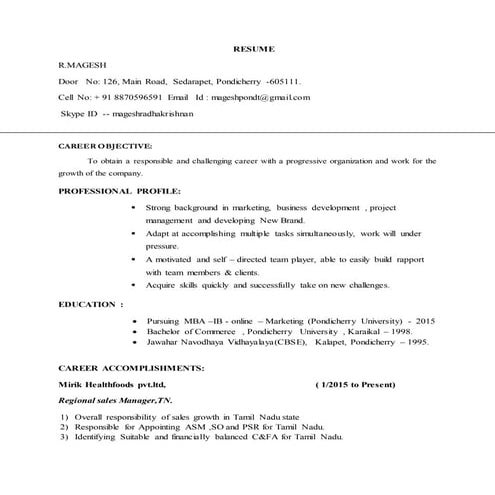 Magesh - Resume 2016