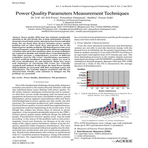 Power Quality Parameters Measurement Techniques