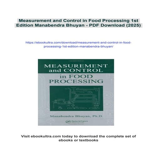 Measurement and Control in Food Processing 1st Edition Manabendra ...