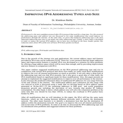 IMPROVING IPV6 ADDRESSING TYPES AND SIZE